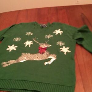 Karen Scott Festive Green Crewneck Sweater